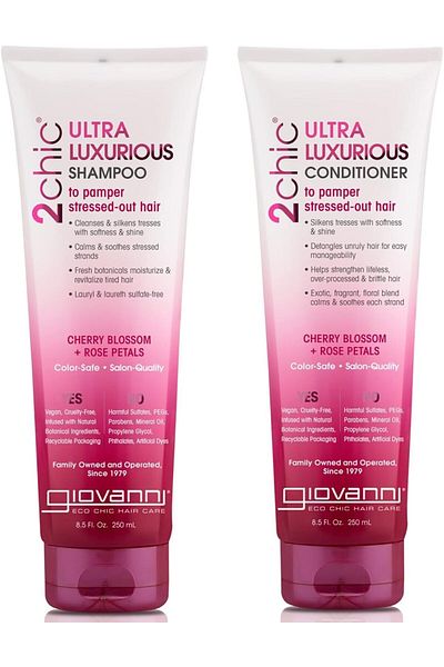 Giovanni Luxury 2chic Shampoo & Conditioner Set, Cherry Blossom & Rose Petals, Aloe Vera-Infused, 8.