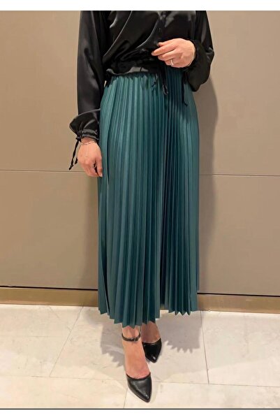 cadsy Slim Leather Look Pleated Skirt