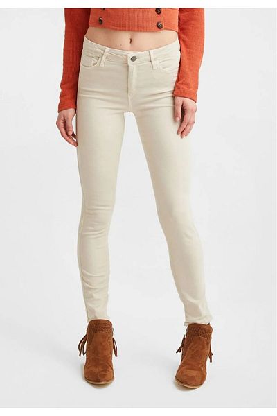 TugsatTasarTekstil Ψηλόμεσο μπεζ κρεμ στενό παντελόνι Super Skinny Fit Γυναικείο Παντελόνι που δείχνει λεπτό ένα μέγεθος