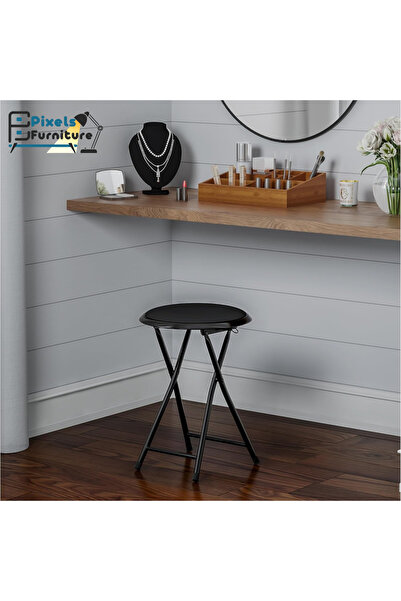 PixelsFurniture Pixel Furniture Folding Home Bench - Heavy Duty Round Padded Folding Bench with 135kg Capacity