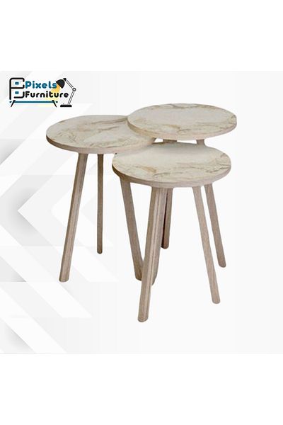 PixelsFurniture Pixel Furniture 3 Piece Round Coffee and Tea Serving Table Set