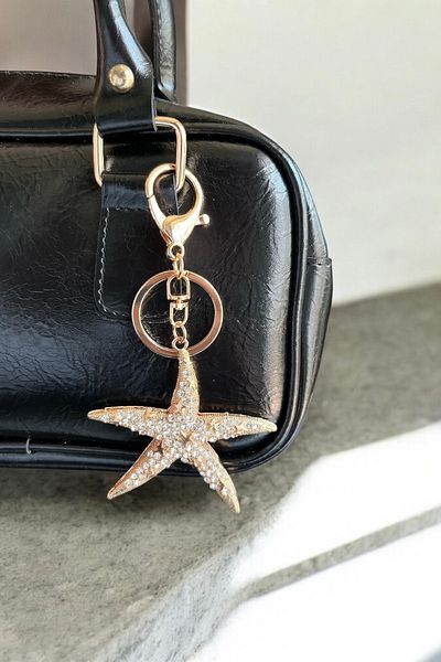 stravis Starfish Figured Stone Embroidered Keychain Bag Charm