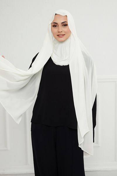 HIJAB VIP Chiffon Veil with Full Net Cap - White