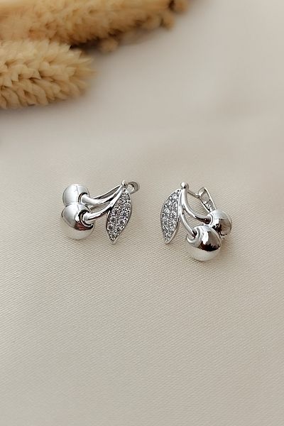 COSİTA Vintage Minimal Silver Cherry Earrings