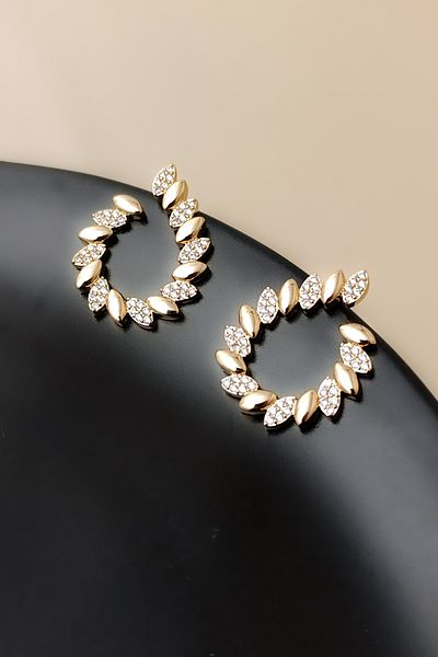 COSİTA Gold Water Drop Zircon Stone Detailed Earrings