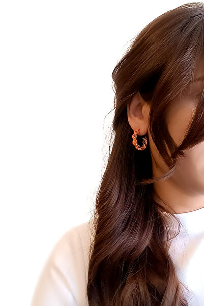 COSİTA Gold Turuncu Geçişli Sarmal Zircir Şık Halka Küpe