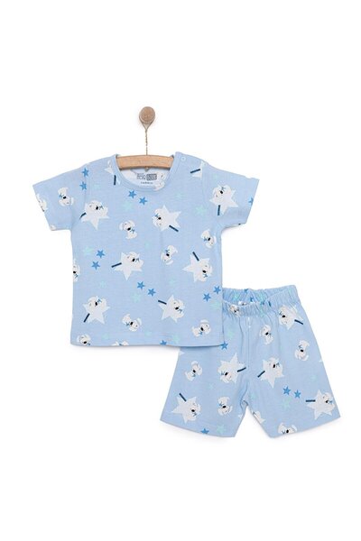 ebebek Hello Baby HelloBaby Erkek Kısa Kol Yıldız Desenli Bisiklet Yaka Pijama Takımı