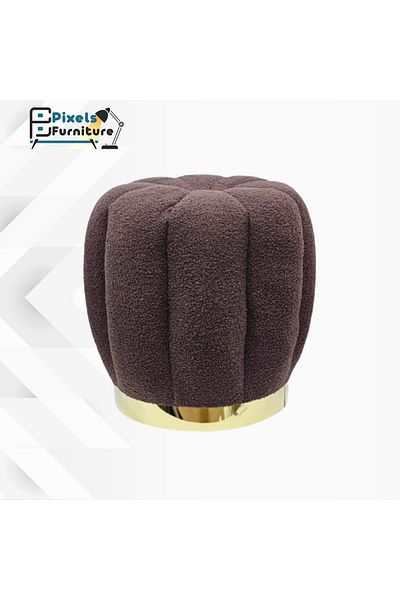 PixelsFurniture Geometric circular pouf seat in bouclé fabric from Pixel Furniture