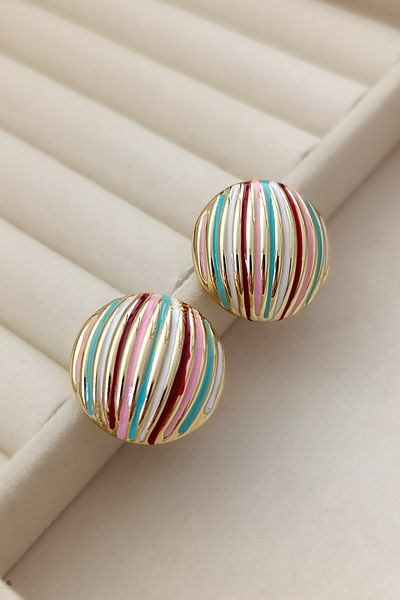 COSİTA Colorful Graduated Round Metal Button Earrings