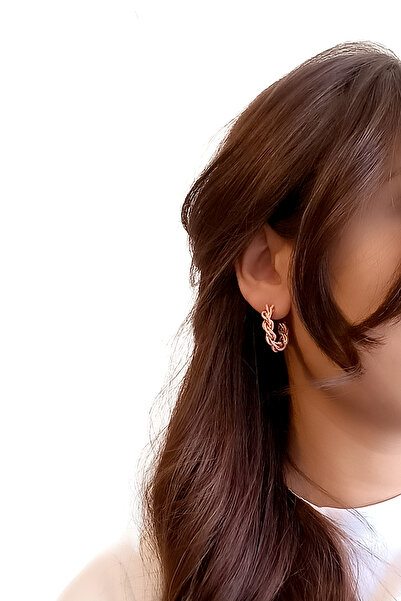COSİTA Gold Pink Gradual Spiral Zircir Stylish Hoop Earrings
