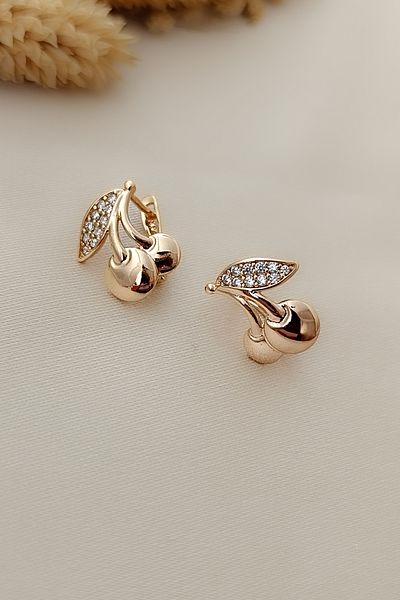 COSİTA Vintage Minimal Rose Cherry Earrings
