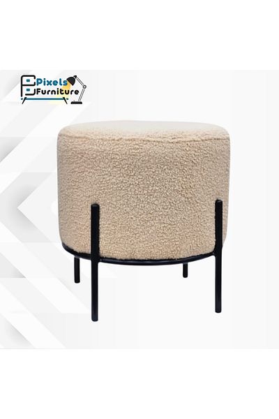 PixelsFurniture مقعد بوف دائري قماش بوكليه من بكسل الاثاث