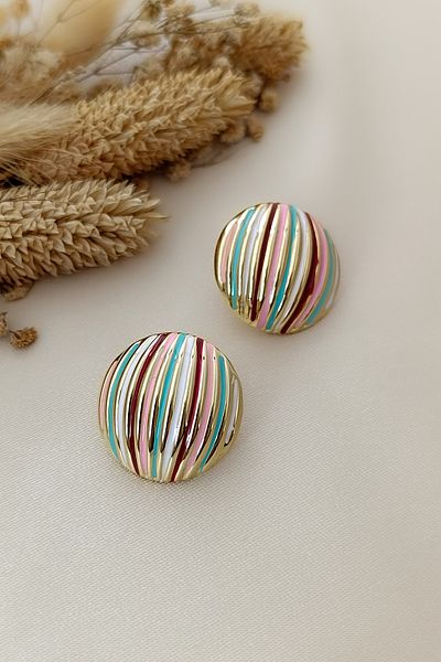 COSİTA Colorful Graduated Round Metal Button Earrings