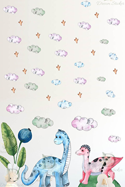 KT Decor Set de autocolante de perete pentru camera copiilor, lumea dinozauri...