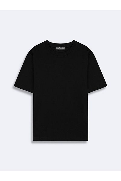 Ltb Crew Neck Basic Crop Black T-Shirt
