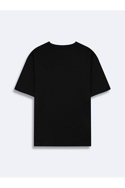 Ltb Crew Neck Basic Crop Black T-Shirt
