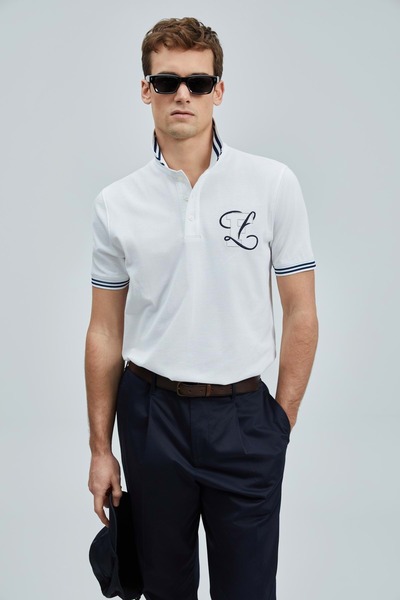 Lufian 111040216 Everes Smart Polo Gât Tricou Bărbați Tricou ALB