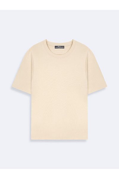 Ltb Μπλουζάκι Crew Neck Basic Crop Beige