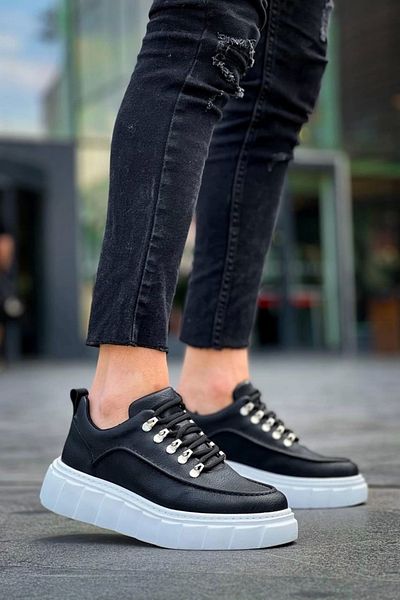 KAZAX KB-X10 Kuback Black Skin White Pantofi sport casual cu talpă înaltă