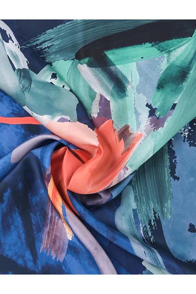 Kayra Μοτίβο βούρτσας Twill Silk Scarf Mint