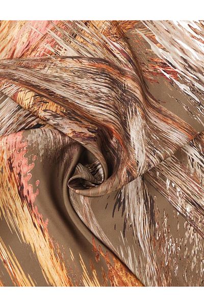 Kayra Αφηρημένο μοτίβο Twill Silk Scarf Μπεζ-Μαύρο