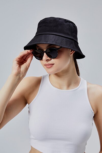 derikem 2'li Yazlık Kumaş Kova Şapka, Erkek Kadın Düz Balıkçı Bucket Şapka, Unisex Kırmızı-siyah