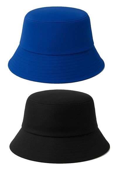derikem Double Summer Cloth Bucket for Unisex Black-And-White Plain Fisherman Bucket Hat