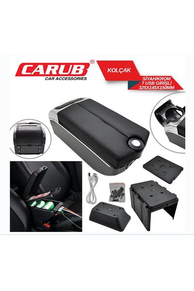 Carub Armrest - Armrest, Multifunctional, 7 Usb, Black Double Angle - Br 4705719   - Universal
