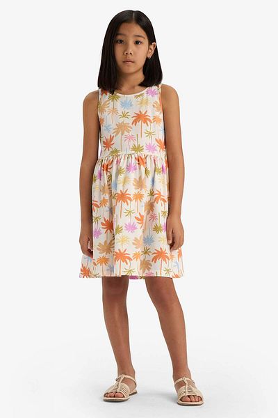 DeFacto Ärmelloses Mädchenkleid mit Rundhalsausschnitt und Blumenmuster B4338A825SM