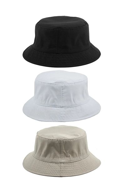 derikem Summer Fabric Bucket Hat, Men's Women's Plain Fisherman Bucket Hat, Unisex 3 Pieces
