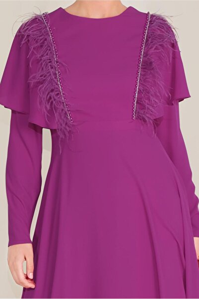 Alvina Chiffon Dress with Fluffy and Feather 40567