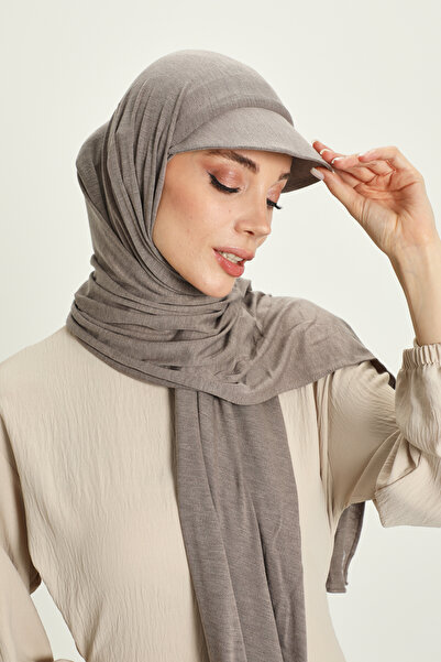HIJAB VIP طرحة قطنية مع كاب - بني فاتح