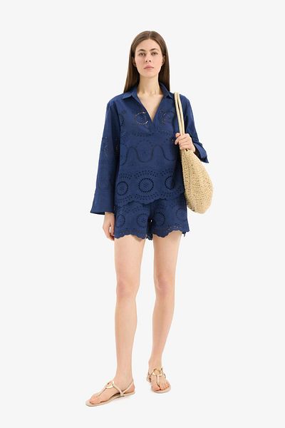 DeFacto Regular Fit Brode Beach Shirt-Fall in Love E0598Ax25Sm