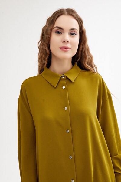 QANU Πουκάμισο Oversize Oil Green