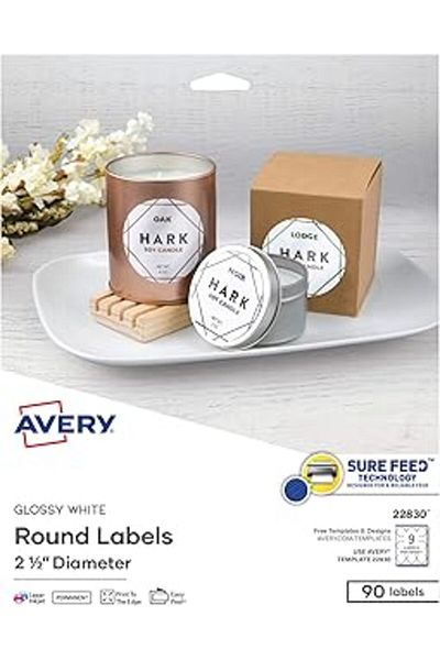 STOREMAX Avery Positively Fed Printable Round Labels, 2.5" in Diameter, Bright White, 90 Customizable