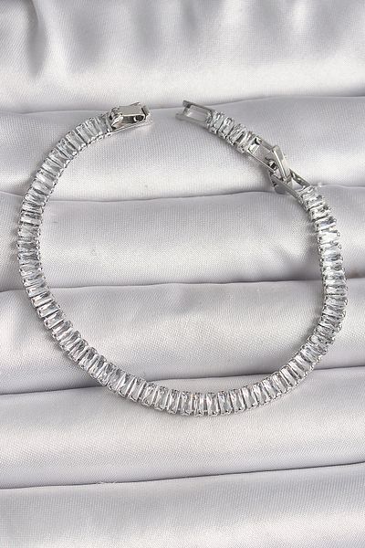 Clariss Brass Silver Color Zircon Stone Waterway Model Women's Bracelet