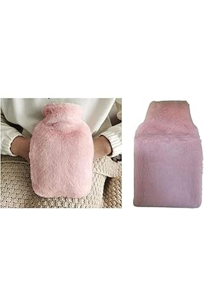 Hepta Collection كيس ماء ساخن مع جيب جانبي وردي قطيفة ثيرموفور 27×17×2 سم 750 مل
