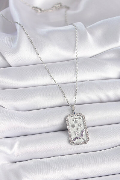 BSRE قلادة نسائية فضية اللون بتصميم برج القوس (فولاذ 316L)