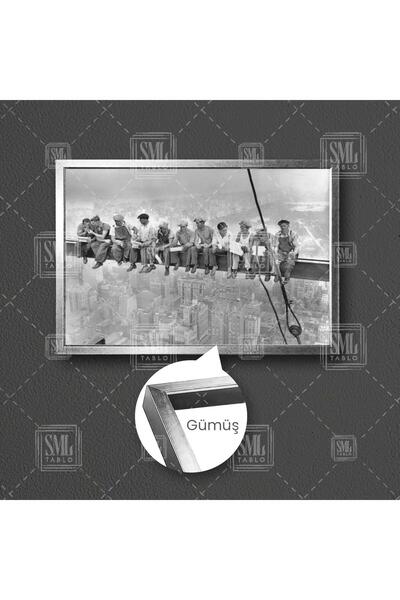 SML TABLO Vinç Üzerinde İşçiler İnşaat Gökdelende Öğle Yemeği Nostalji Amerik...