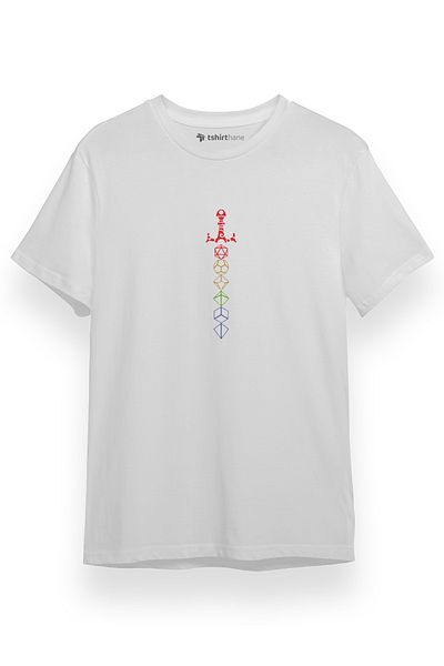 Tshirthane Ανδρικό μπλουζάκι Dungeons And Dragons Rainbow Dice Sword Λευκό κοντομάνικο