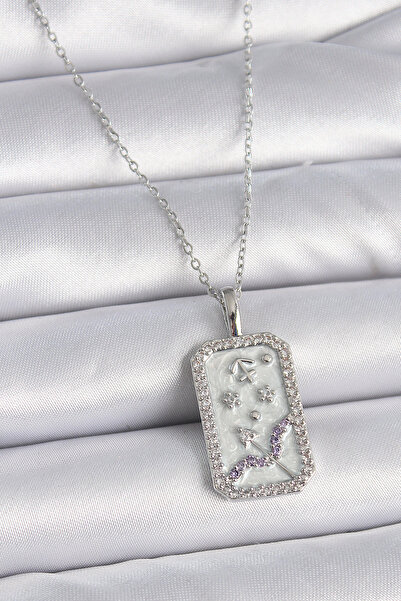 Nehir 316L Steel Silver Color Chain Sagittarius Zodiac Sign Zircon Stone Wome...