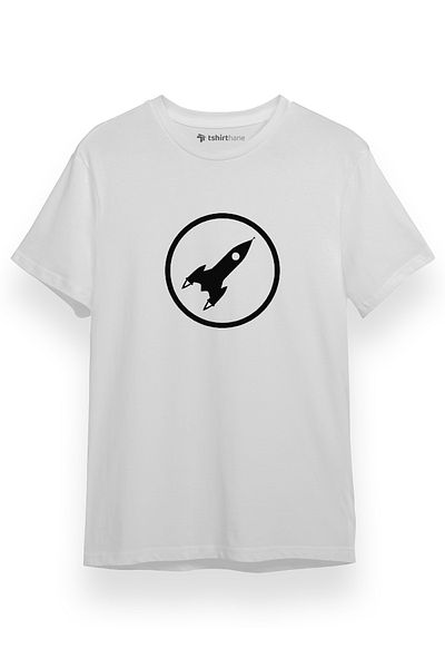 Tshirthane Rocket Minimalist Icon Λευκό κοντομάνικο ανδρικό μπλουζάκι