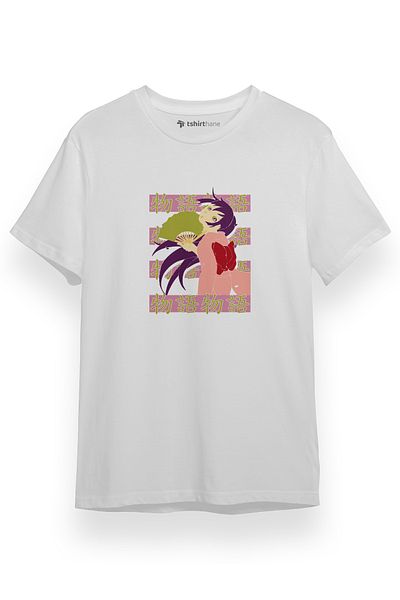 Tshirthane Monogatari Anime Hitagi Senjougahara Lettern Αφίσα Λευκό κοντομάνικο ανδρικό μπλουζάκι