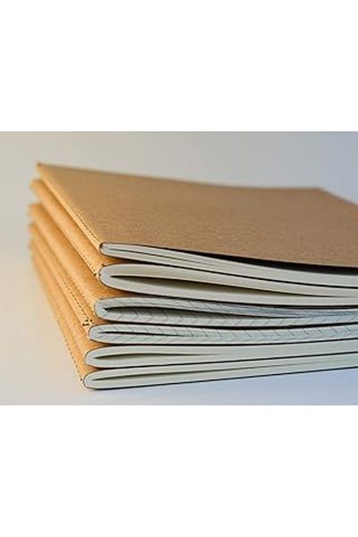 Mu Art Difference Promotion 4Pcs Unlined Tailor Stitched Notebook, A5 Size, Ideal for Office, Planner (Kraft