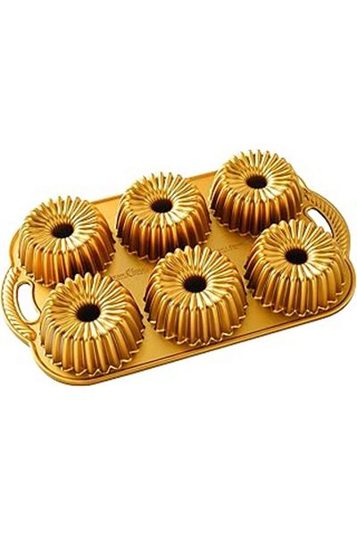Hepta Collection Ware Backform Brilliance Bundtlette Pan Aluminum Gold, 38 cm X 22.2 Cm, Nw 93377