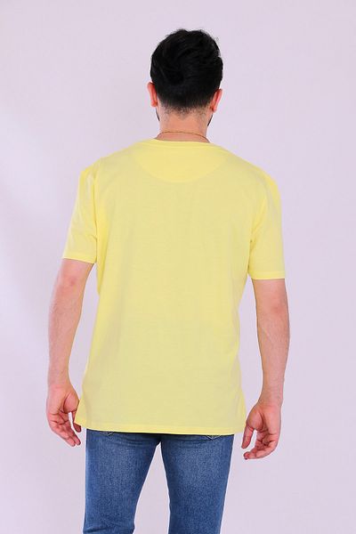 Tshirthane Yellow Navy Blue Atatürk Signature Shortcut Men's Slim Fit T-shirt