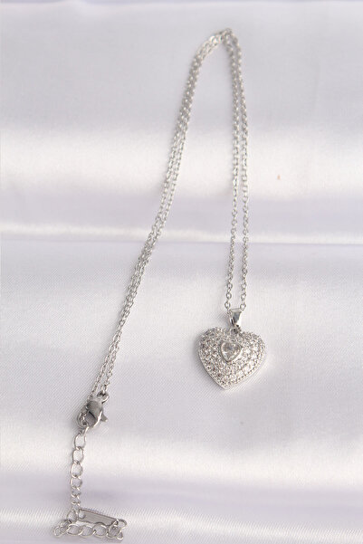 BSRE قلادة على شكل قلب فضية اللون (فولاذ 316L)