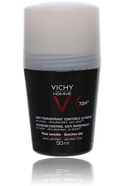 Vichy Men Roll-On Deodorant 72 Hour Protection, 50ml, Odorless