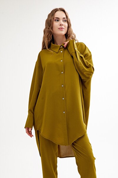 QANU Oversize Gömlek Yağ Yeşili