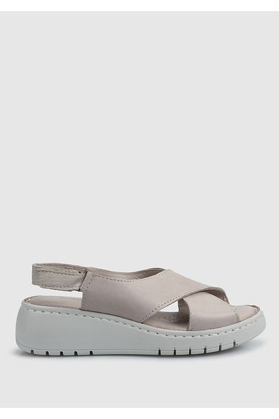 Eclipse Women's Beige Leather Flat Sandals